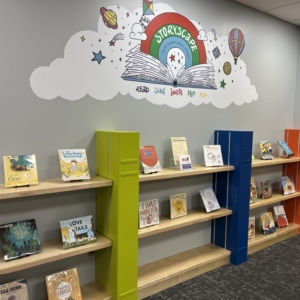 library story time book shelf