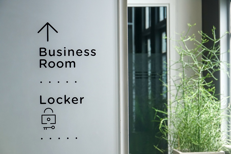Modern directional signage for business.